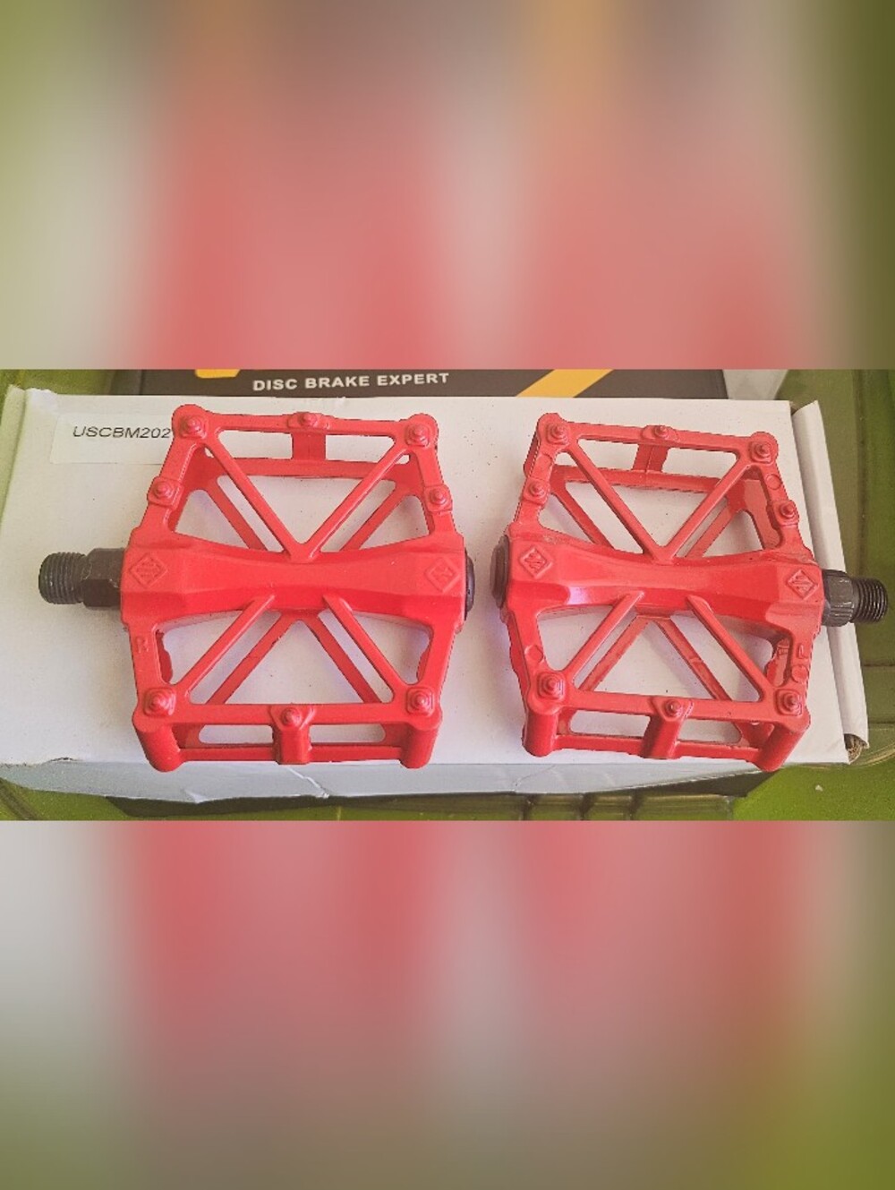 Red Bike Pedals by - Durable Plastic Platform